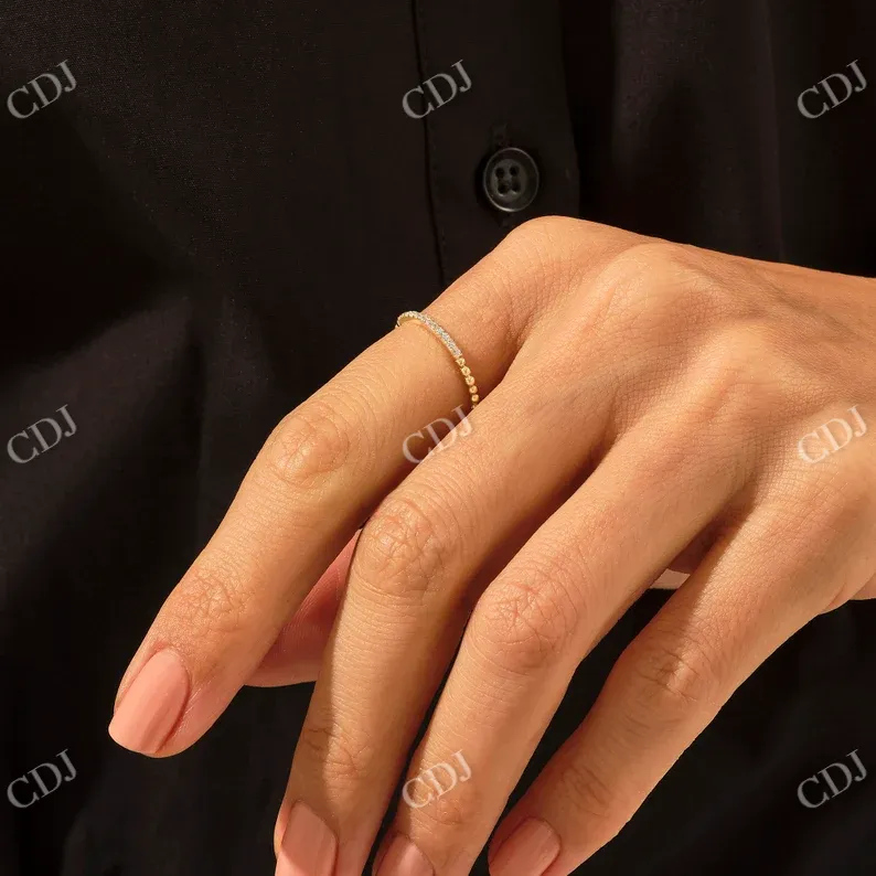 0.17CTW Round CVD Diamond Tiny Ball Wedding Band