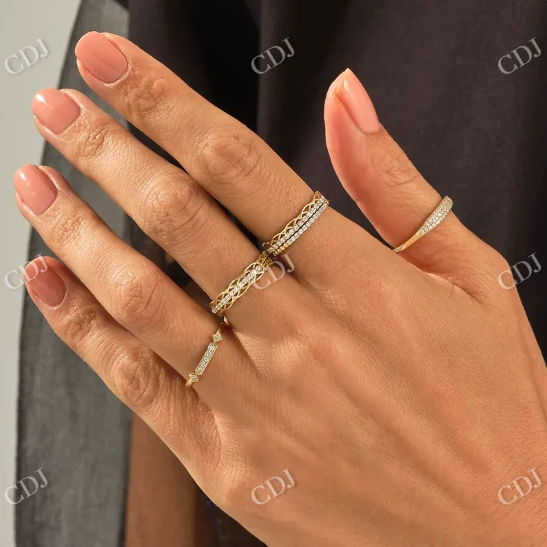 0.17CTW Round CVD Diamond Tiny Ball Wedding Band