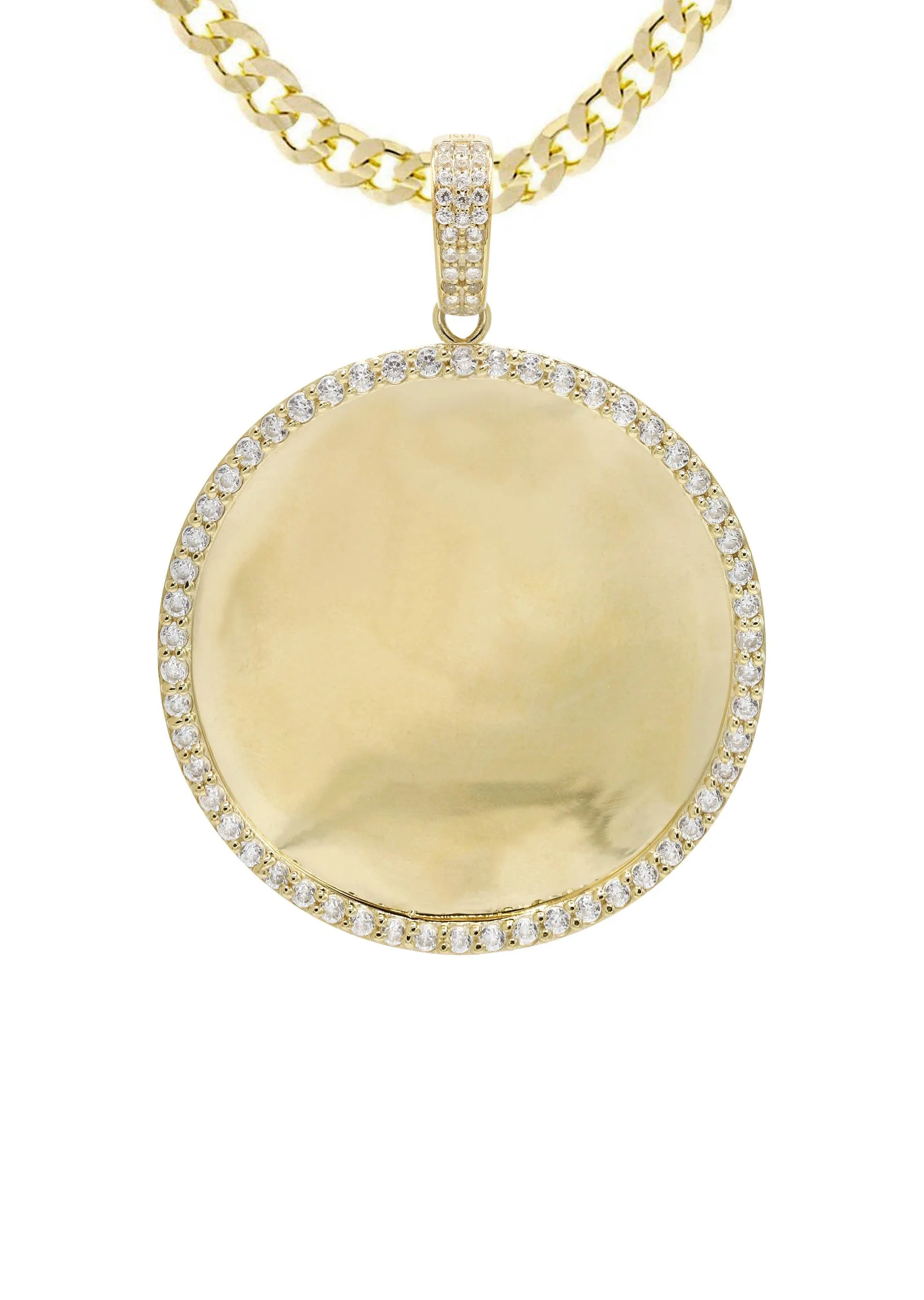 10K Yellow Gold CZ Picture Pendant Necklace | Appx. 16.5 Grams