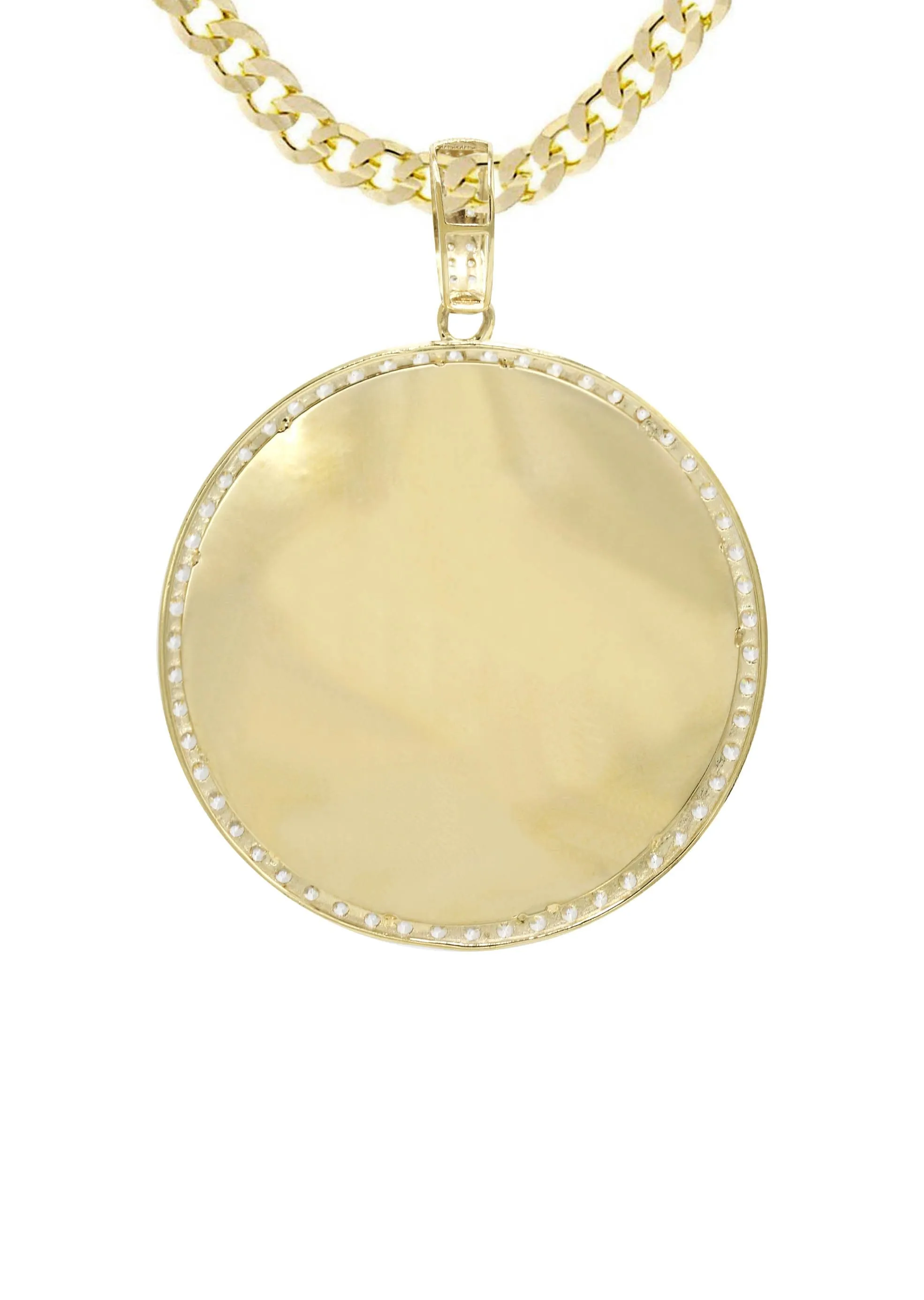 10K Yellow Gold CZ Picture Pendant Necklace | Appx. 16.5 Grams