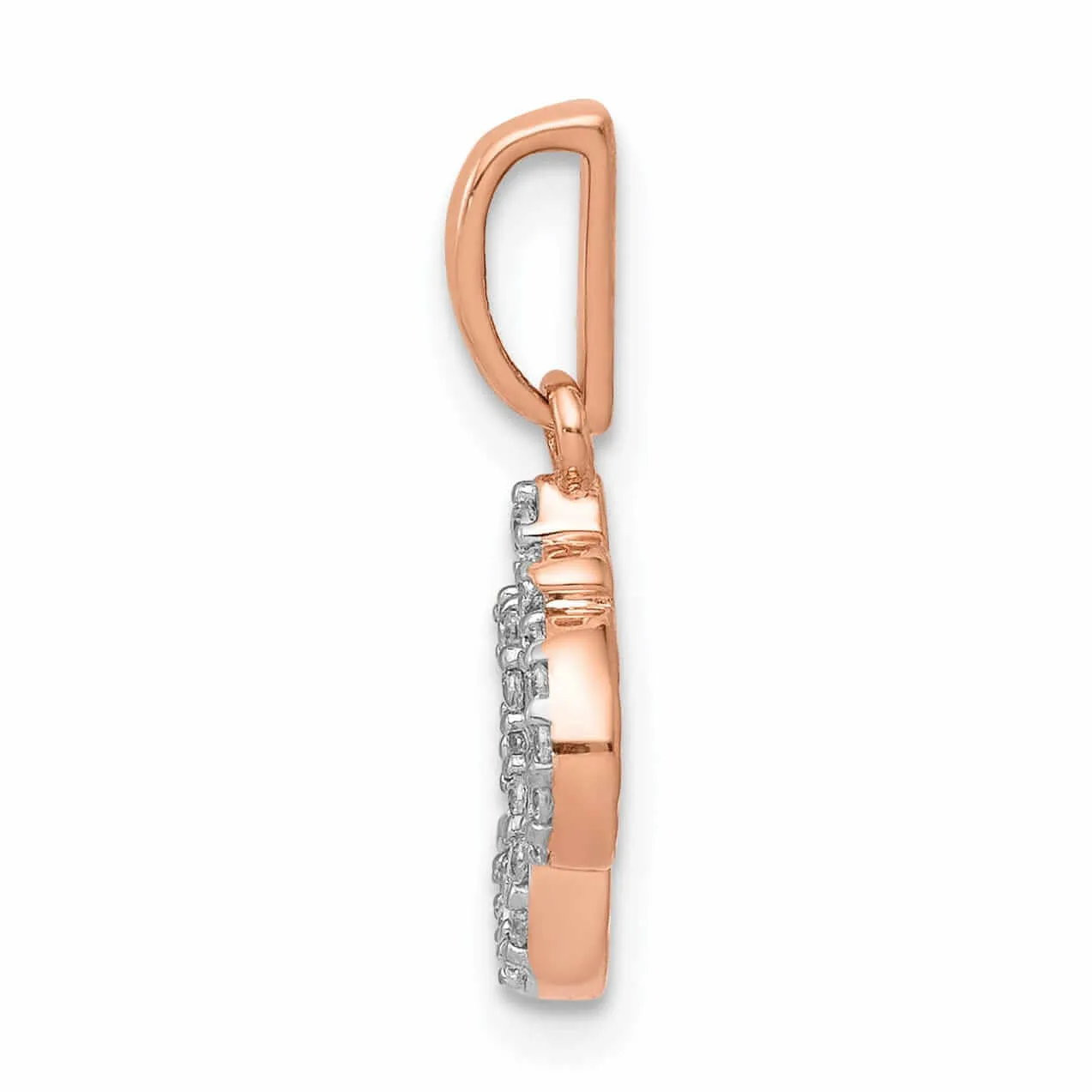 14 Rose Gold Polished Finish 0.097CT Diamond Om Symbol Design Charm Pendant