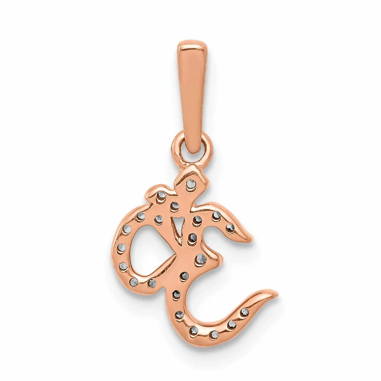 14 Rose Gold Polished Finish 0.097CT Diamond Om Symbol Design Charm Pendant