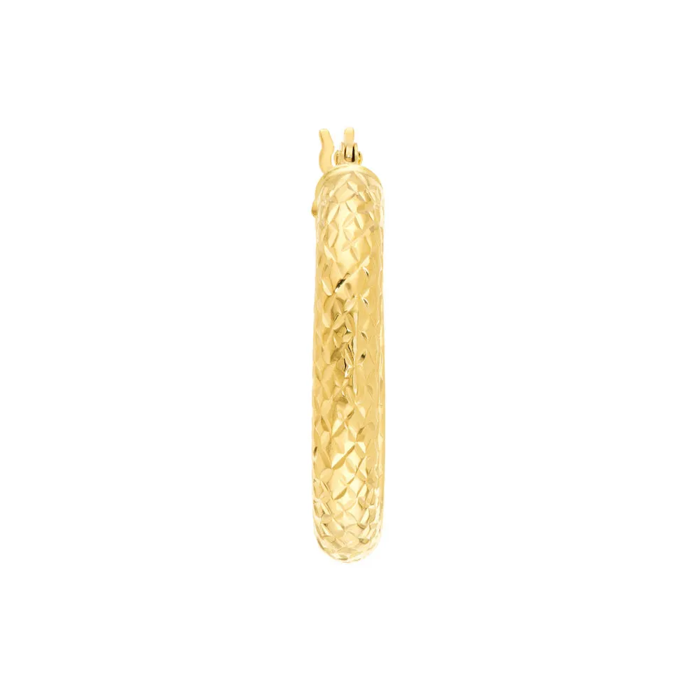 14k Gold Diamond-Cut Hoop Earrings