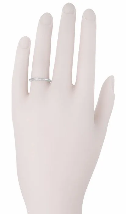 1930's Art Deco Belais Vintage Floral Wedding Band in 18K White Gold - Heirloom Size 8.5 Ring