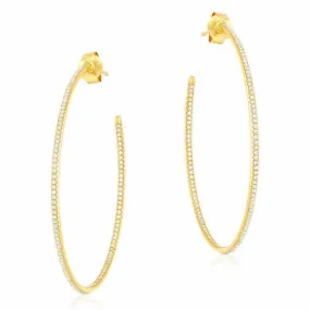 40mm In And Out Diamond Hoop Earrings