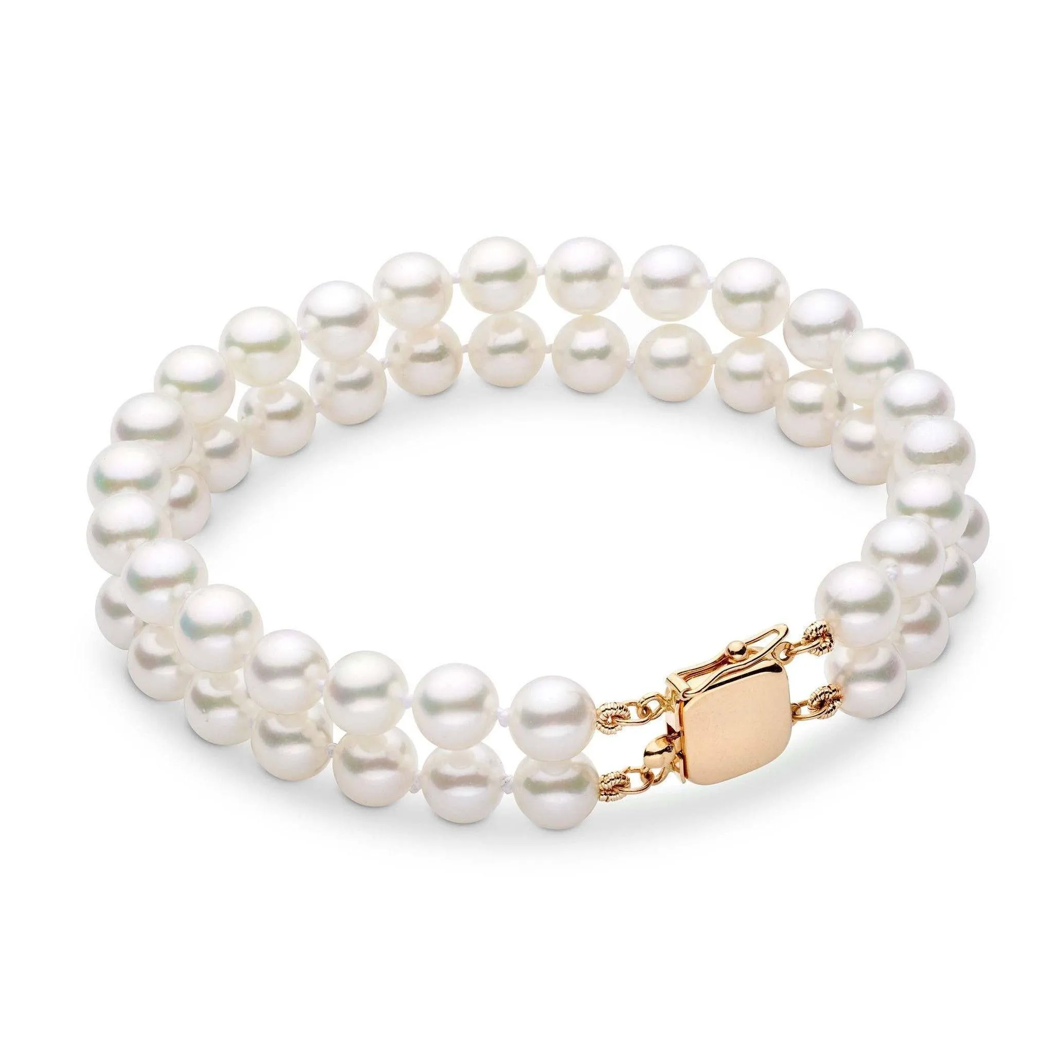 6.5-7.0 mm Double Strand AA  White Akoya Pearl Bracelet