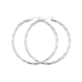 Acotis Silver Hoop EarringsTwisted G5105