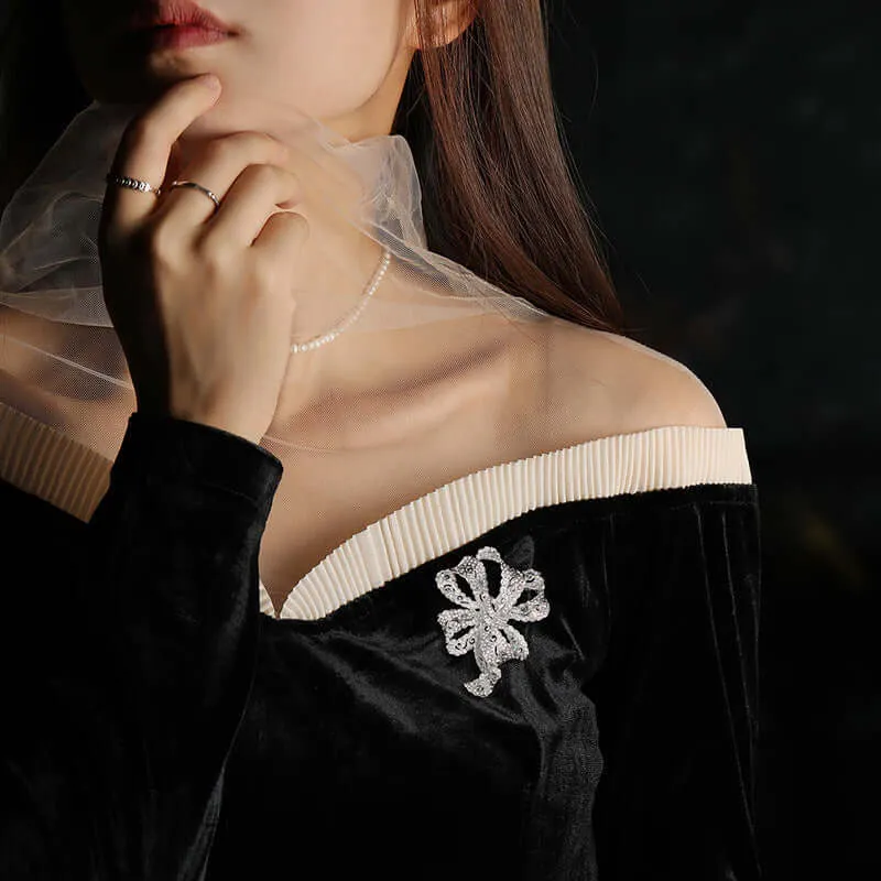 Alloy Large Bow Brooch Diamond Brooch