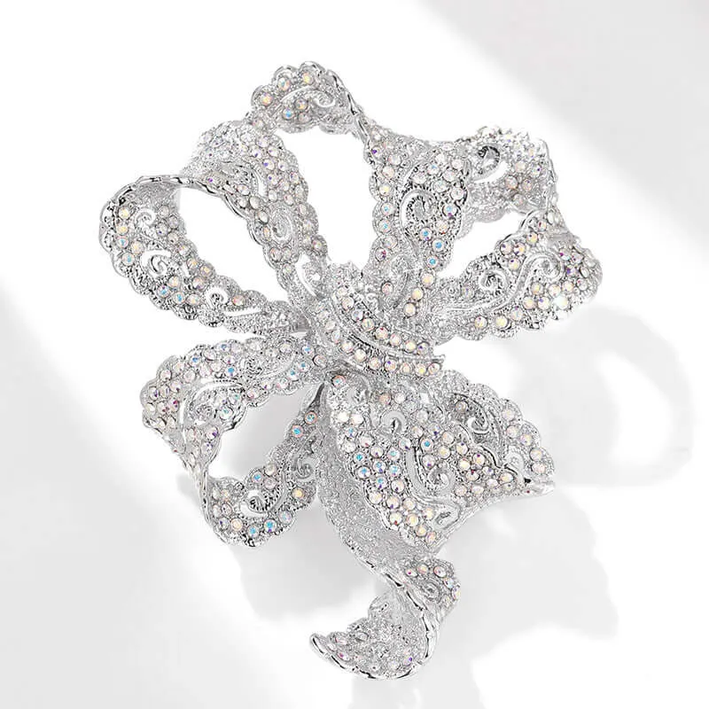 Alloy Large Bow Brooch Diamond Brooch