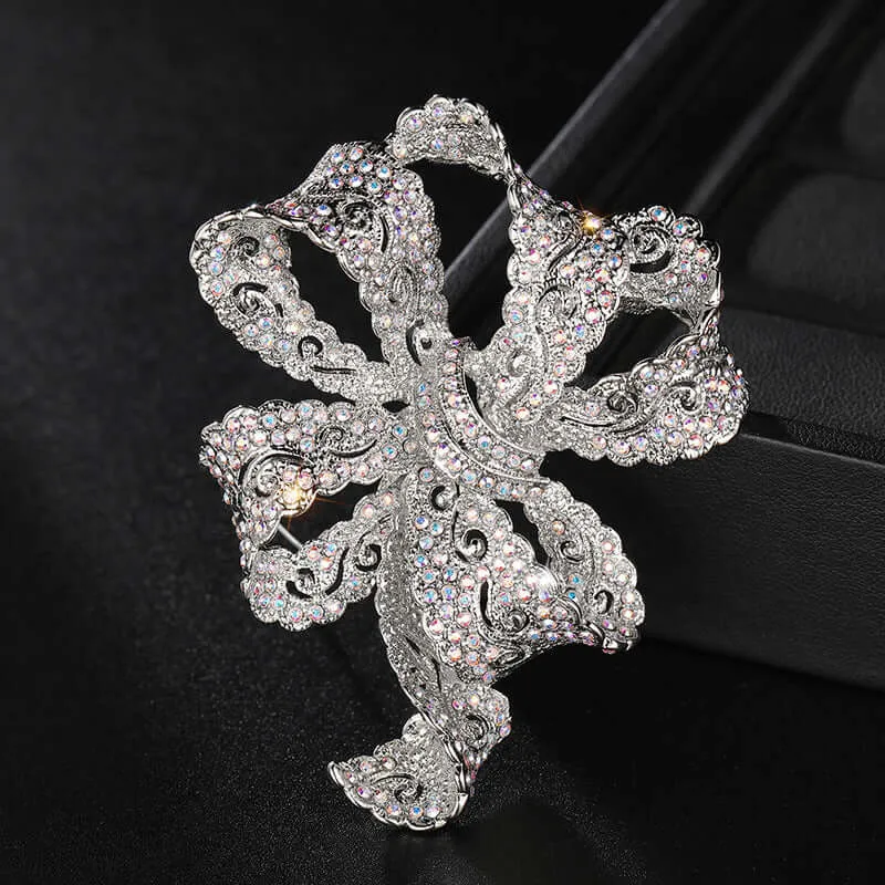 Alloy Large Bow Brooch Diamond Brooch