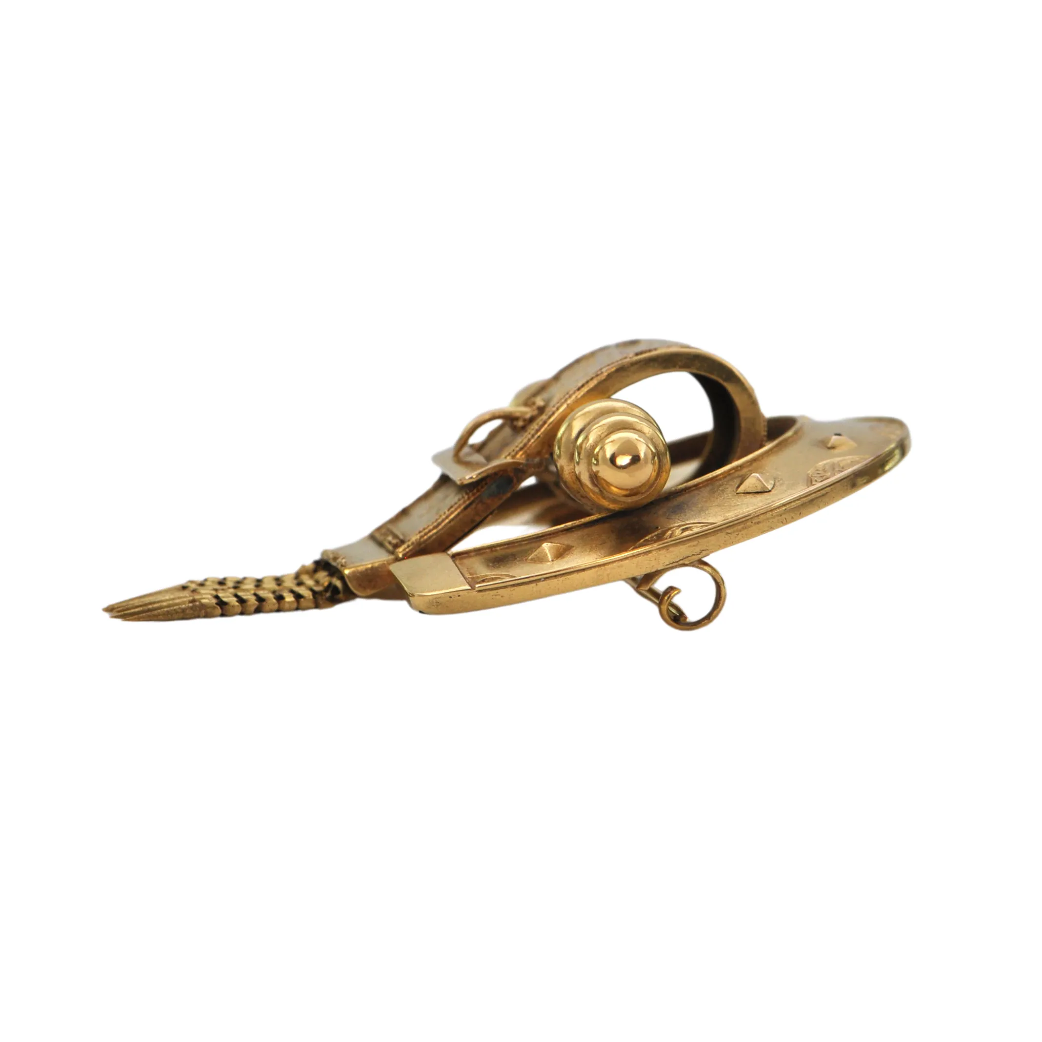 Antique Victorian Horseshoe and Buckle 14K Yellow Gold Brooch