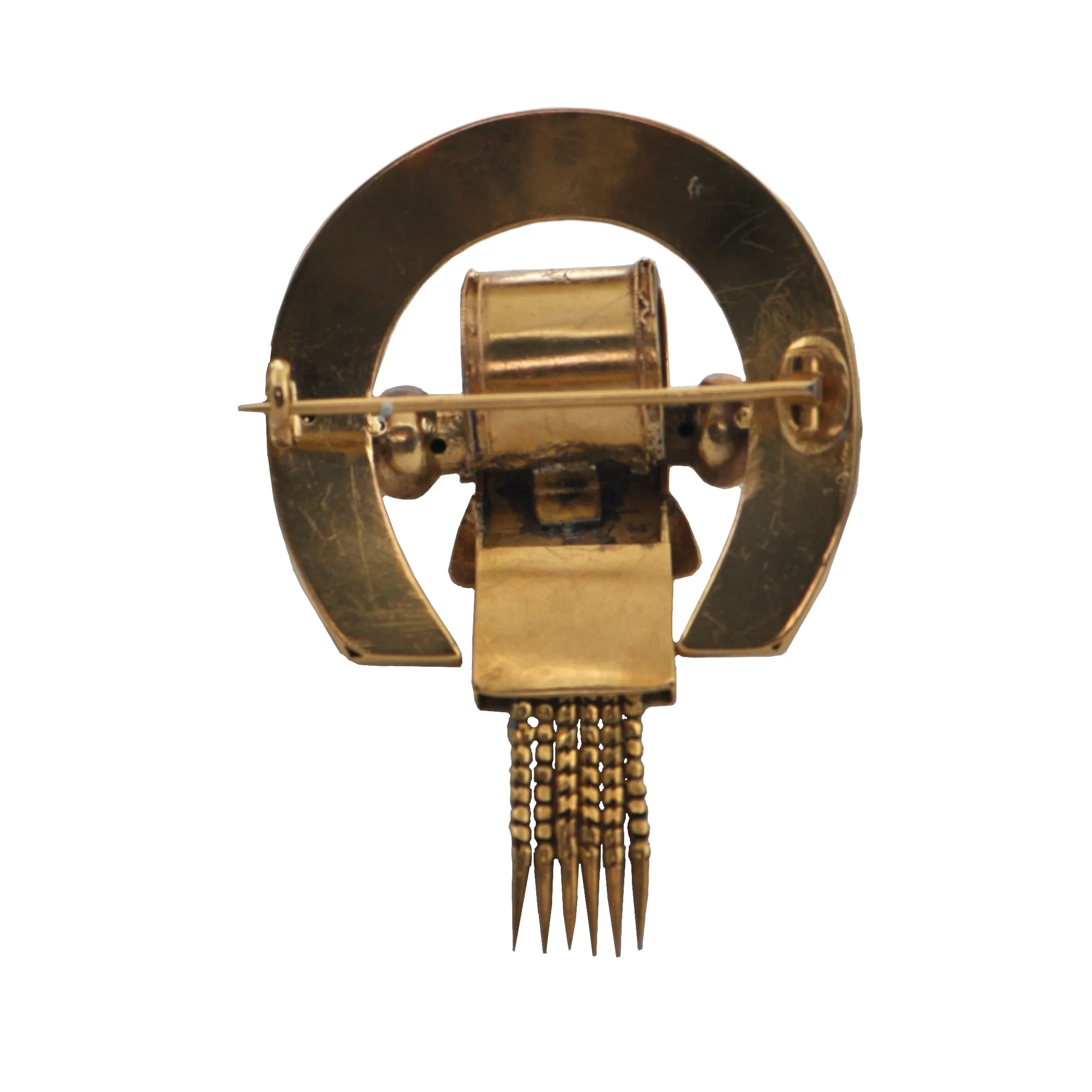 Antique Victorian Horseshoe and Buckle 14K Yellow Gold Brooch
