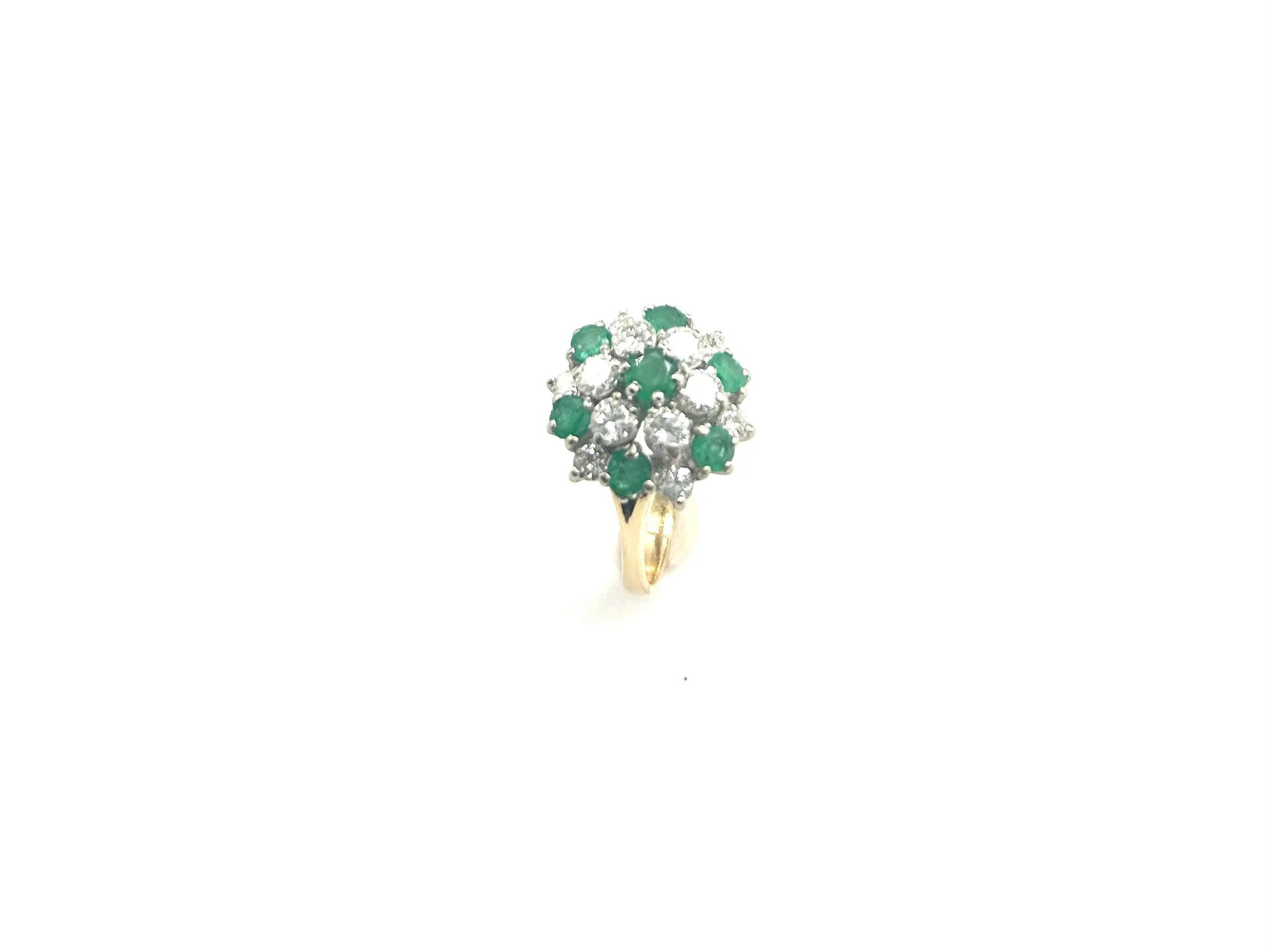 Beautiful Diamond and Emerald Tiered Cluster Ring