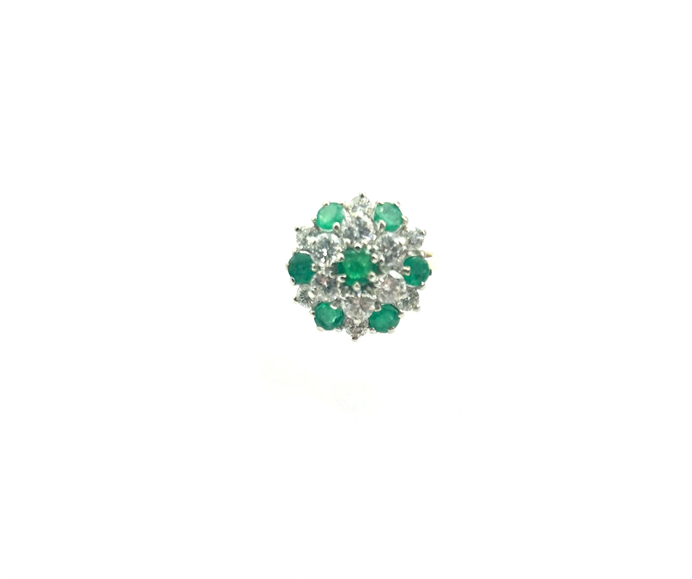 Beautiful Diamond and Emerald Tiered Cluster Ring