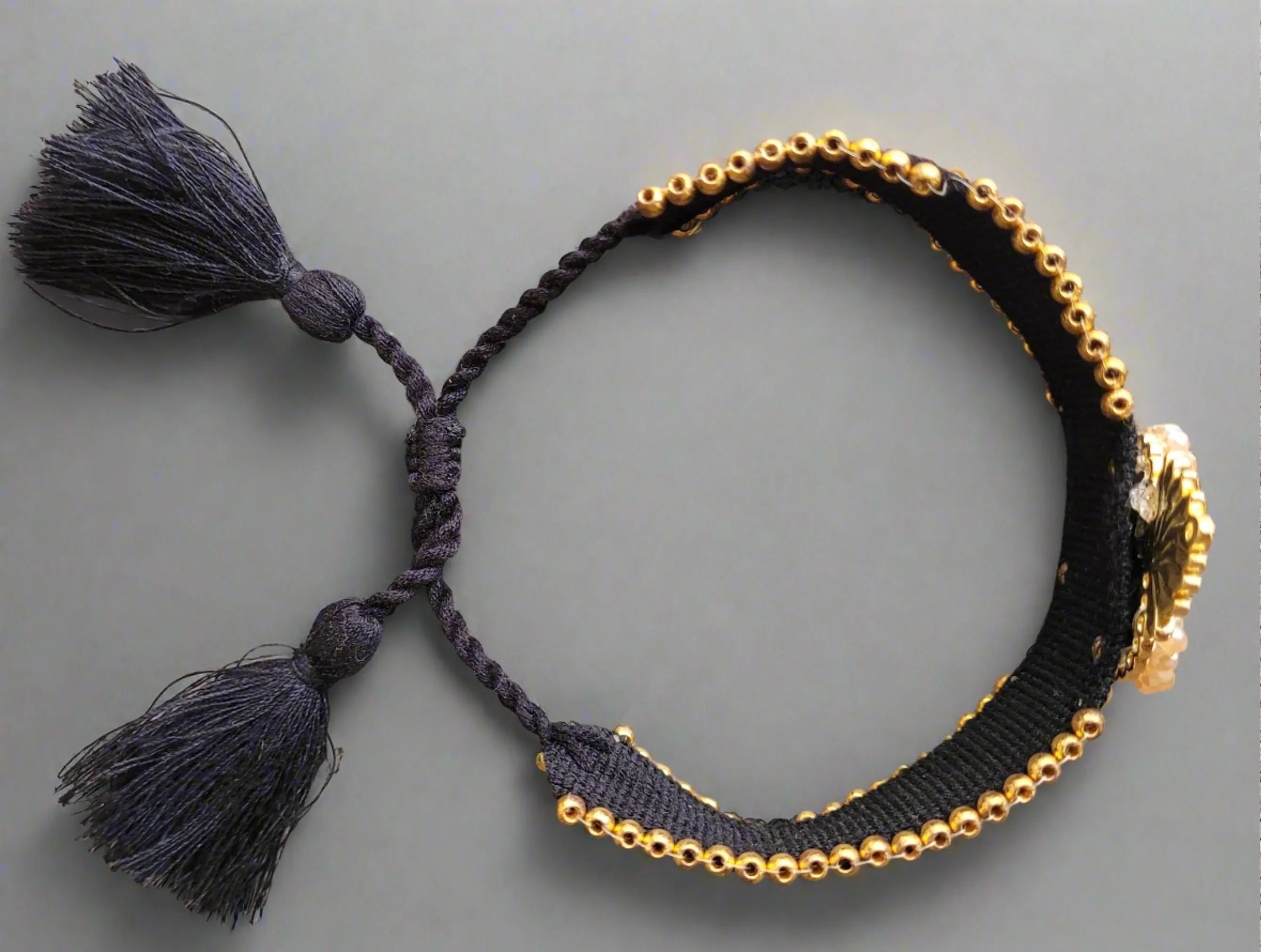 Black Sacred heart Fabric bracelet