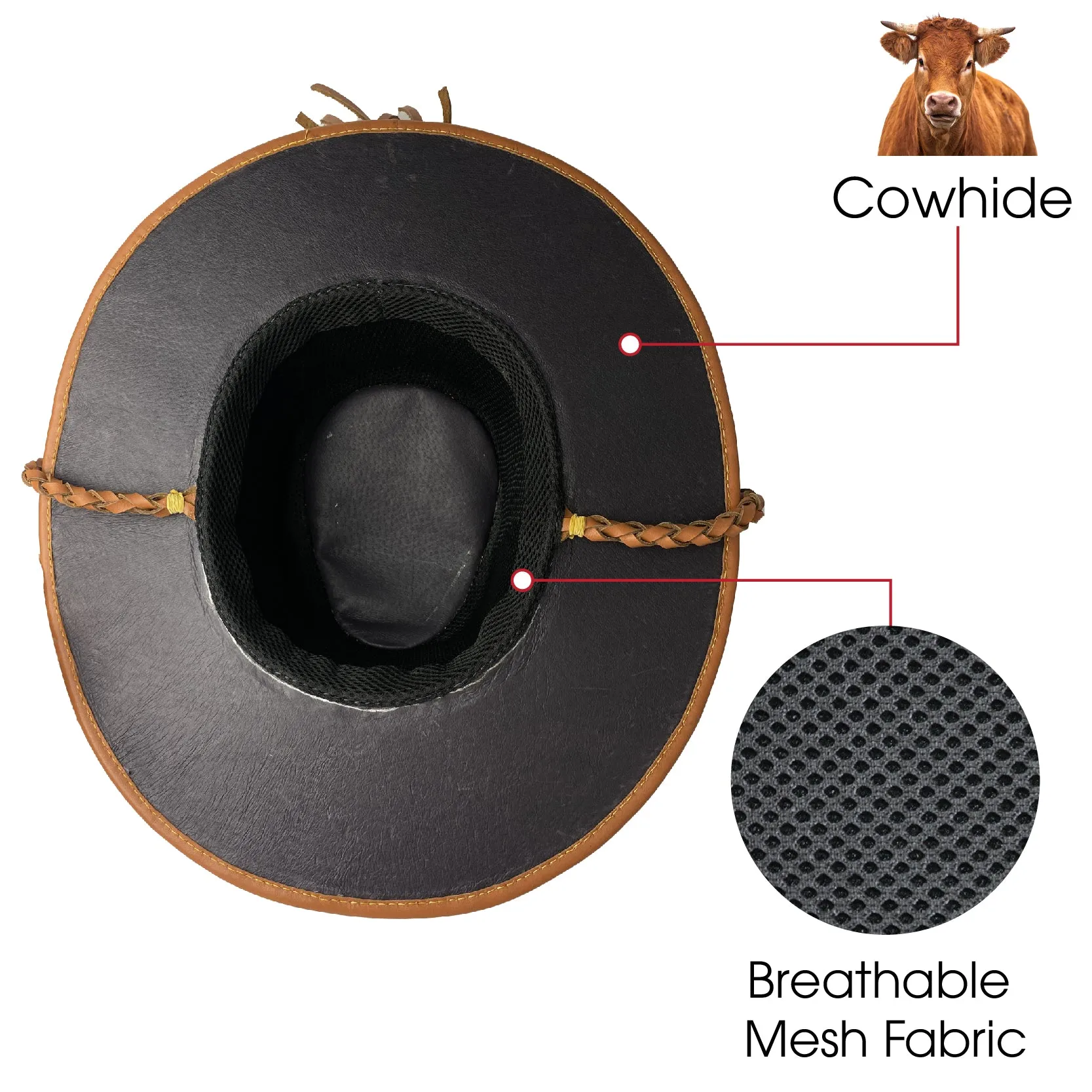 Brown Alligator Cowboy Hat - Mens Crocodile Skin Western Style Hat With Chin Cord | HAT-BRO-77