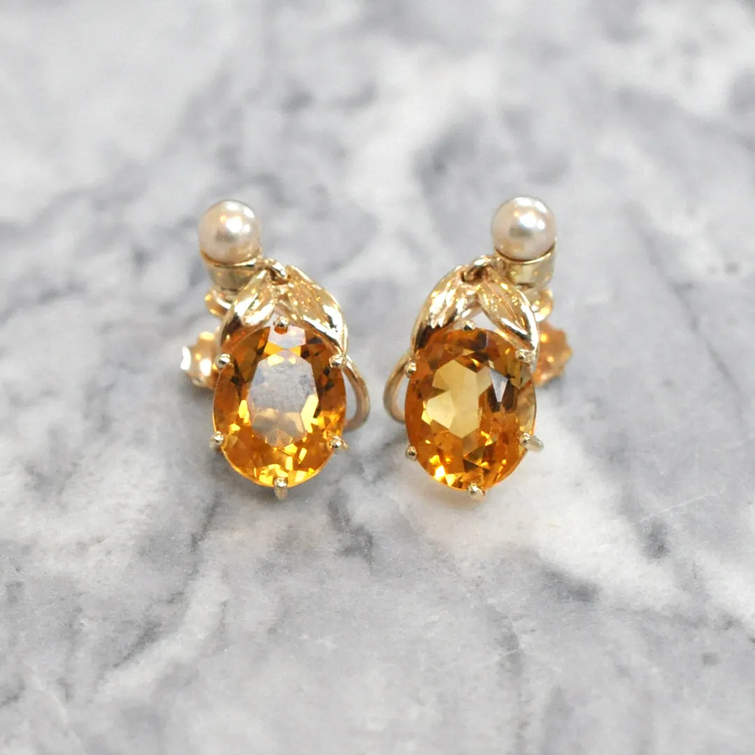 Citrine & Pearl Earrings