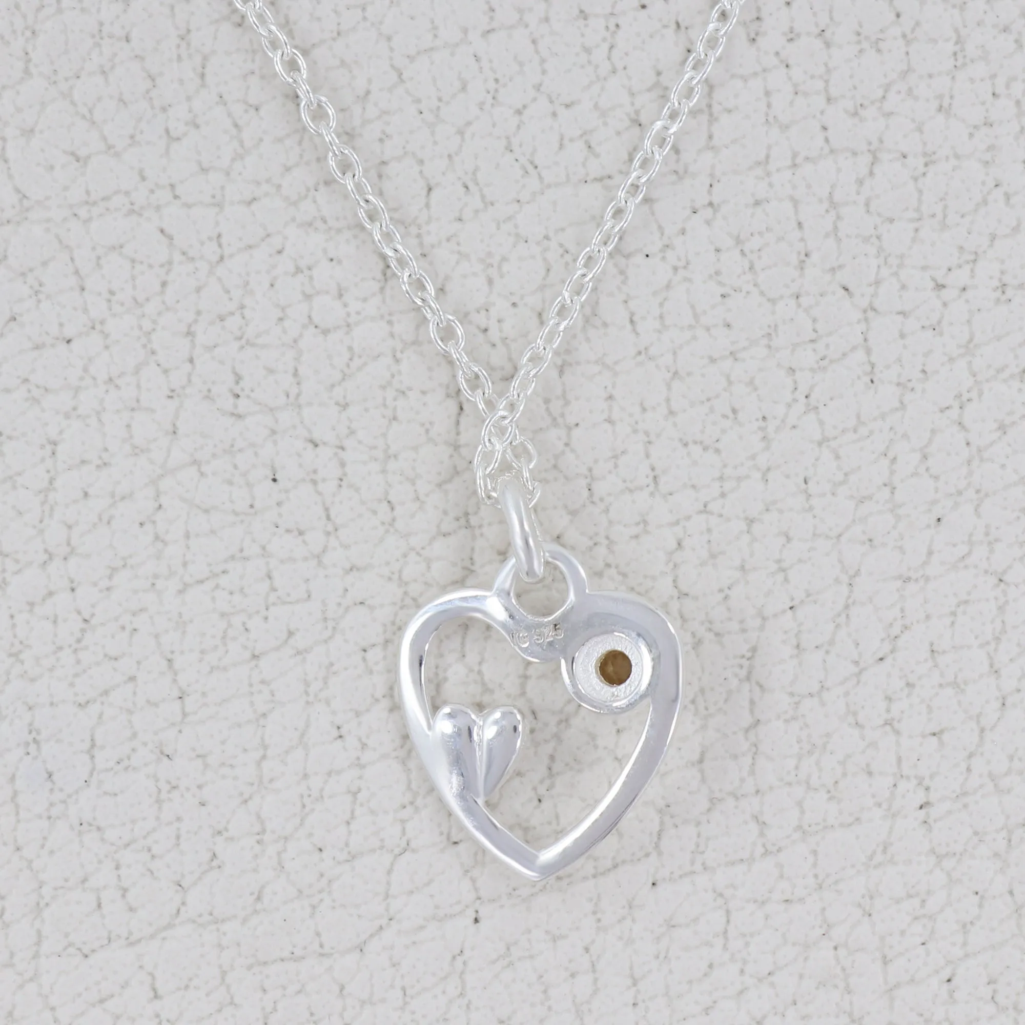 Citrine Cut Round Necklace, 925 Solid Silver Heart Shape Necklace