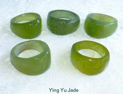 Classic Chinese Jade "Flower" Ring Size 8