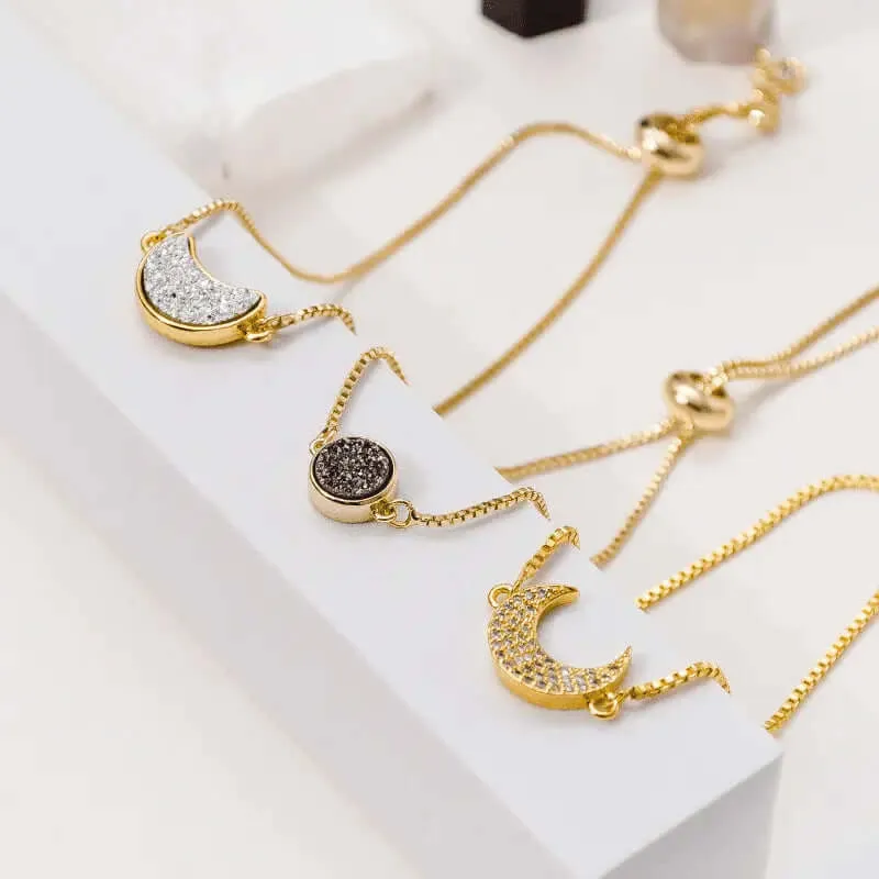 Crescent Moon Bracelet Gold Adjustable