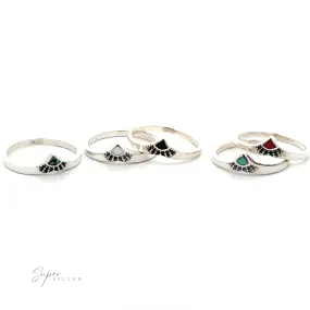 Dainty Chevron Bali Style Inlay Ring