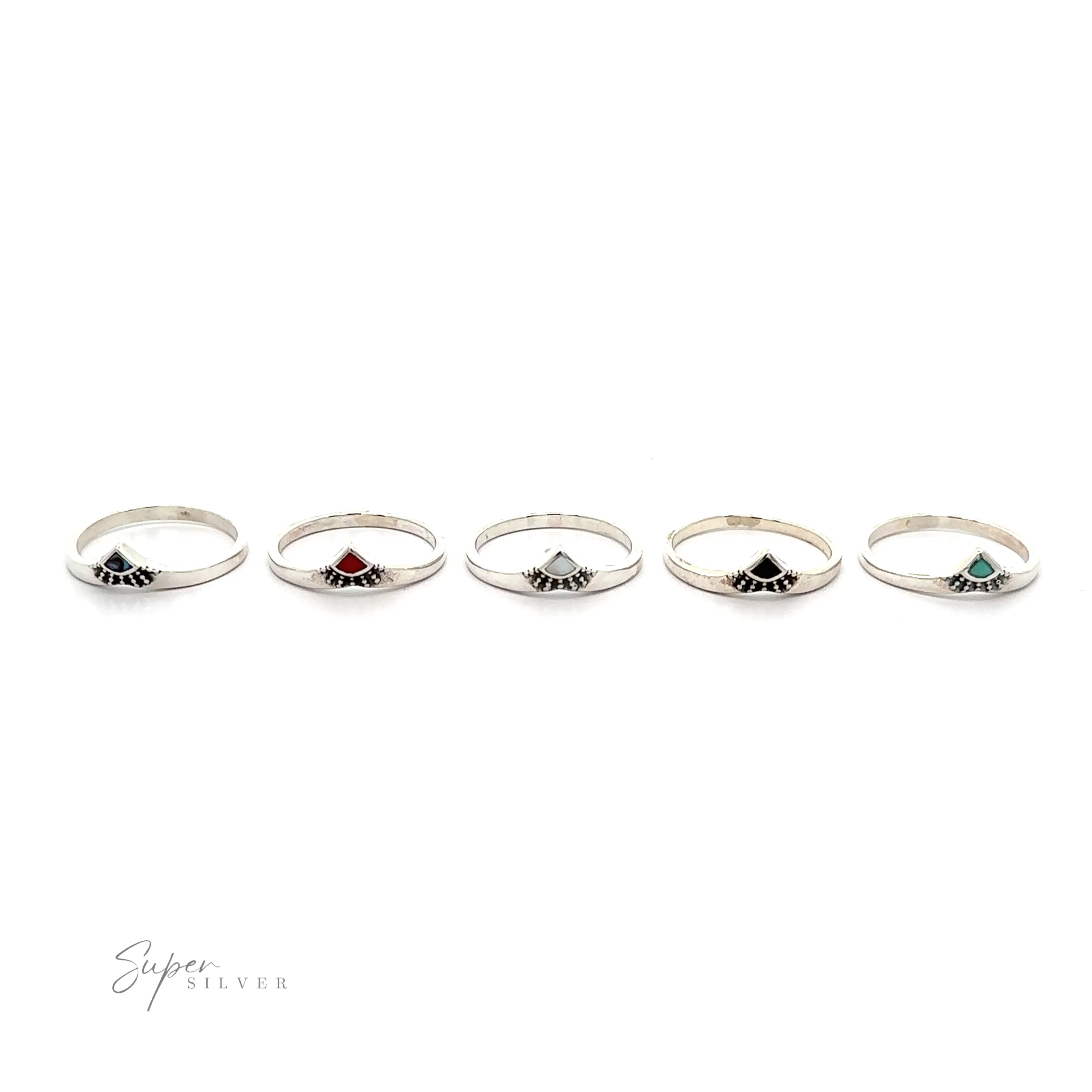 Dainty Chevron Bali Style Inlay Ring