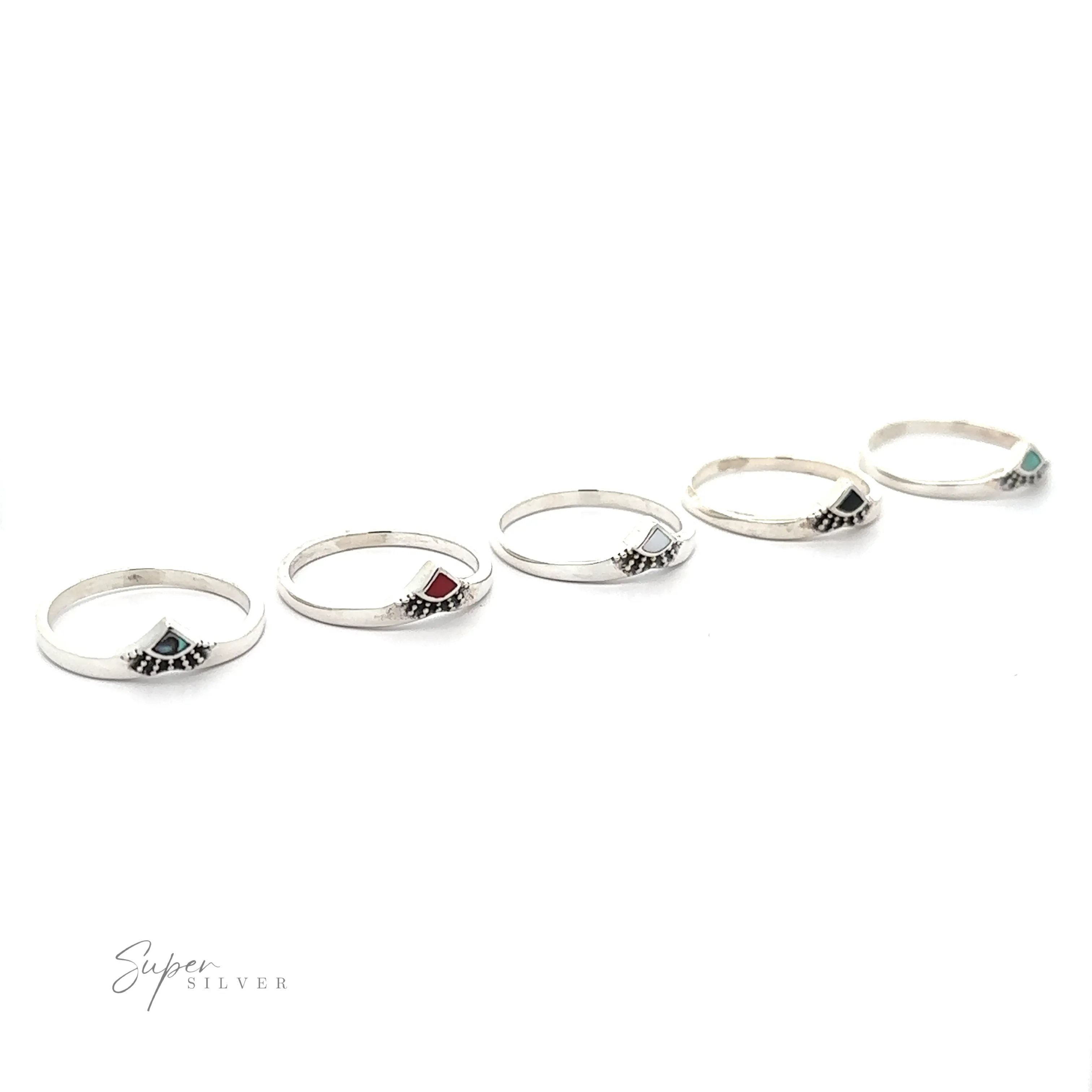 Dainty Chevron Bali Style Inlay Ring