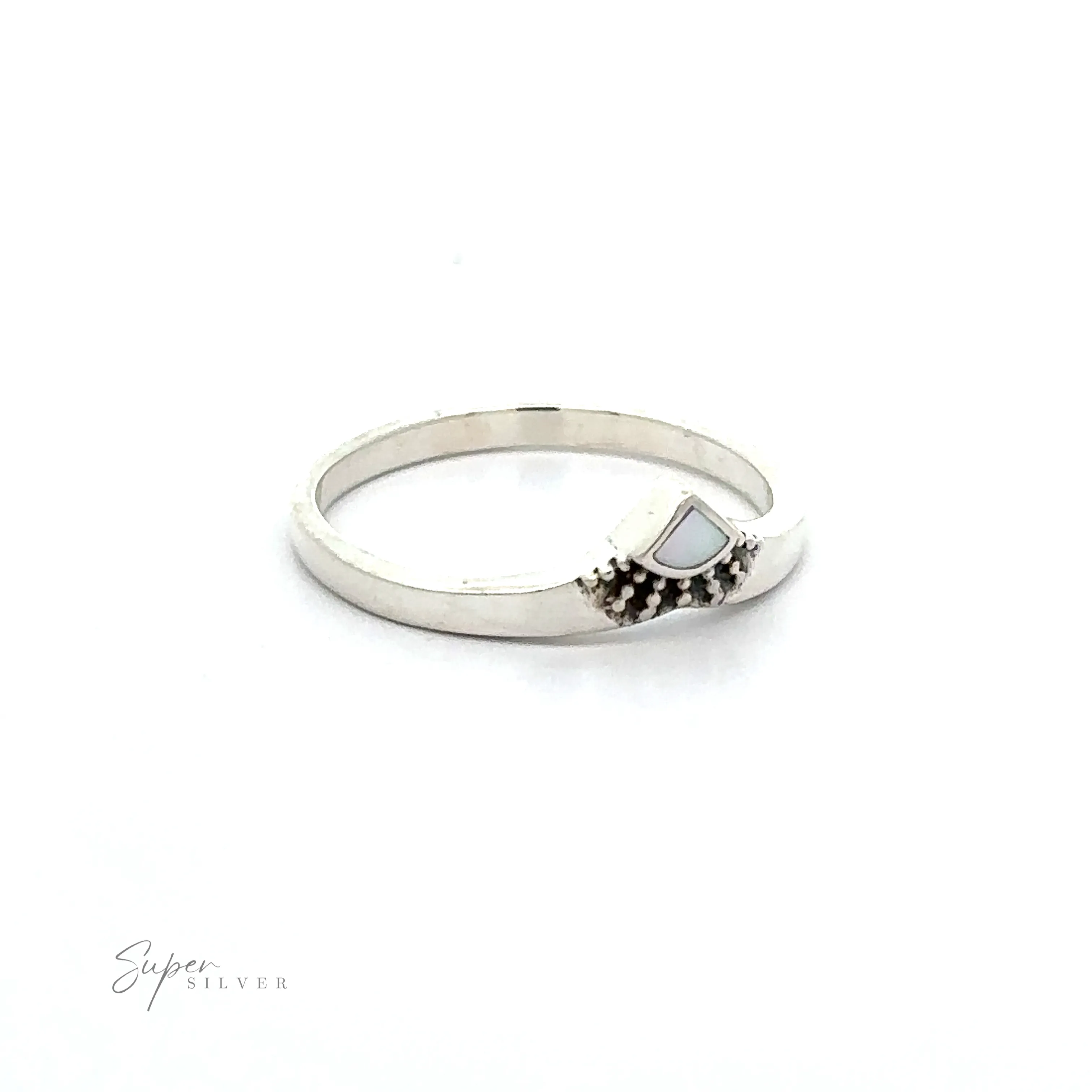 Dainty Chevron Bali Style Inlay Ring