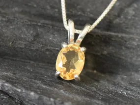 Dainty Yellow Pendant - Natural Citrine Necklace - November Birthstone Necklace