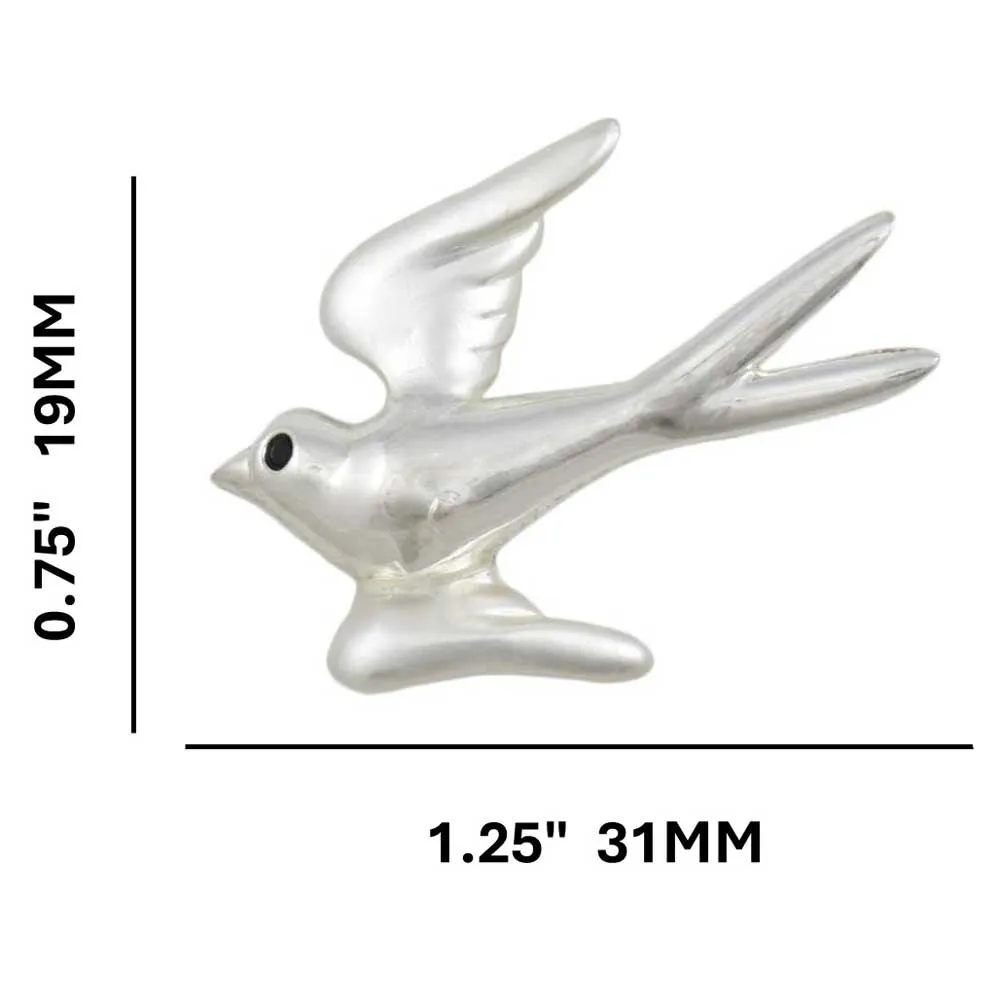 Dove Brooch Pin with Black Crystal Eye Jewelry - PRB302