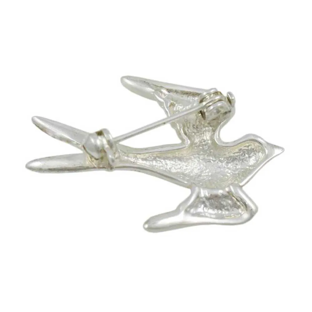 Dove Brooch Pin with Black Crystal Eye Jewelry - PRB302