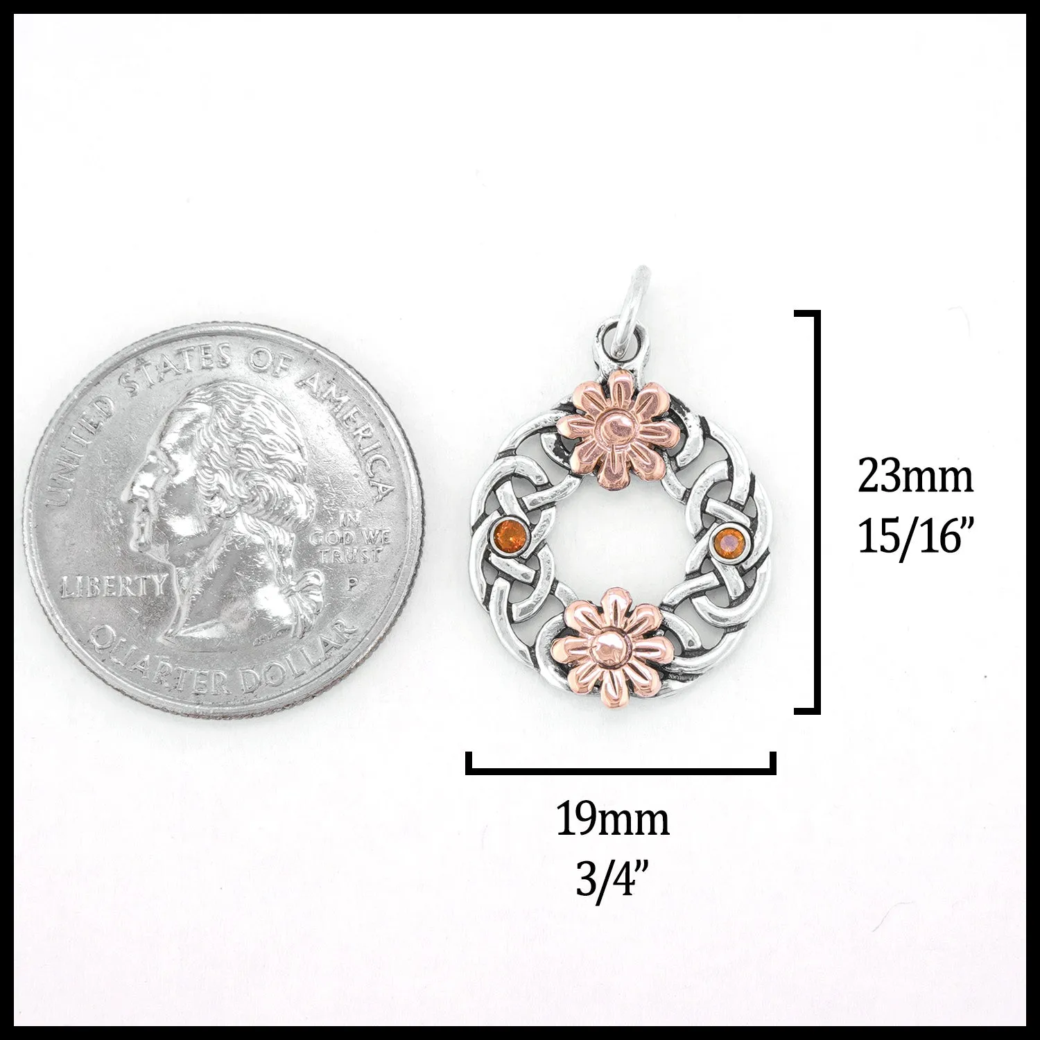 Floral Celtic Wreath with Citrine and Rose Gold Daisies
