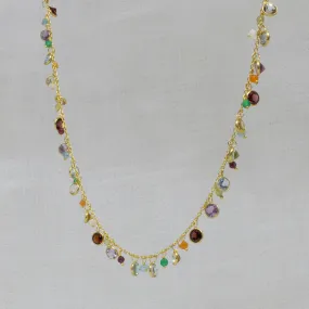 Gemstone and Gold Charm Necklace