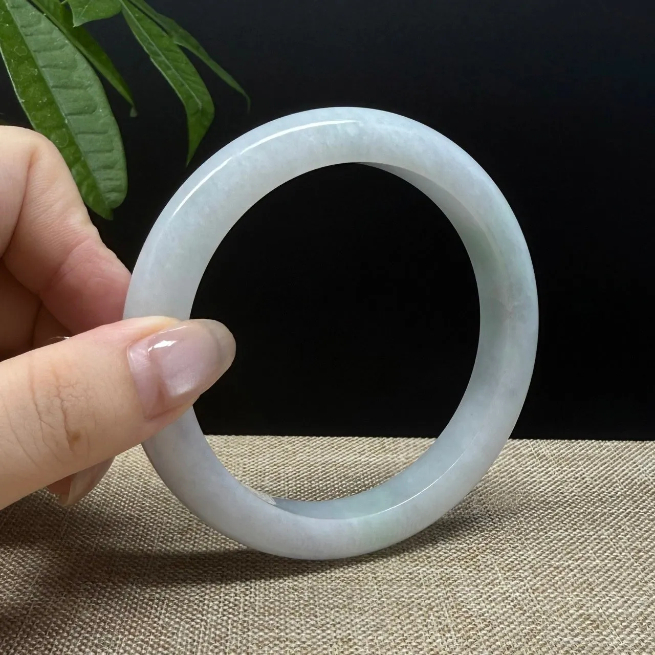 Genuine Burmese Lavender Green Jade Jadeite Bangle Bracelet ( 64.7mm )