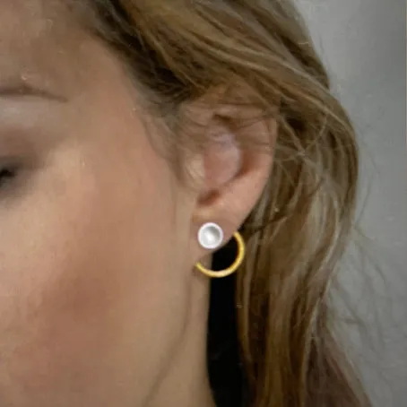 Gold and silver hoop stud earrings