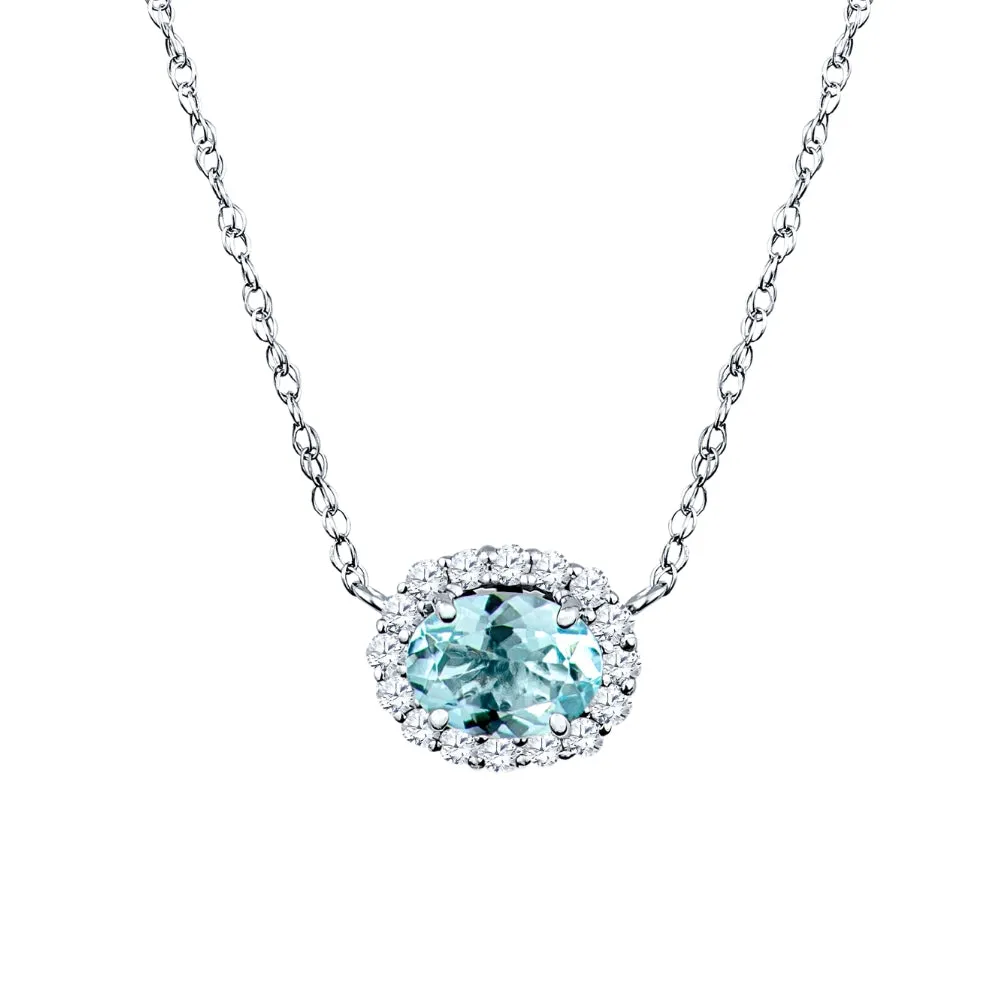 Halo Opal and Diamond Necklace