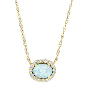 Halo Opal and Diamond Necklace