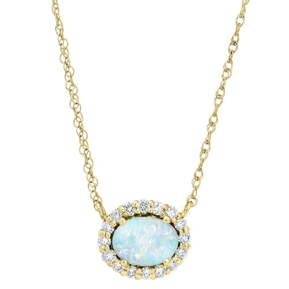Halo Opal and Diamond Necklace