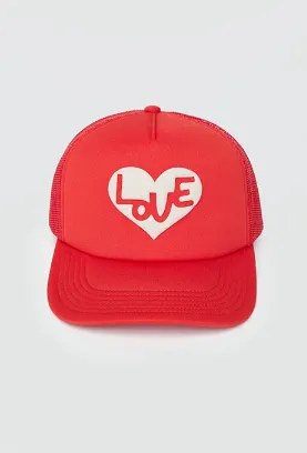 Heart Trucker Hat RED