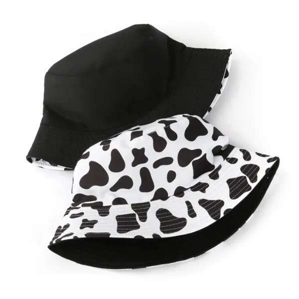 Japanese Black Cow Stripes Double-Side-Wear Reversible Bucket Hat 日系黑色奶牛條紋雙面可穿漁夫帽 KCHT2213