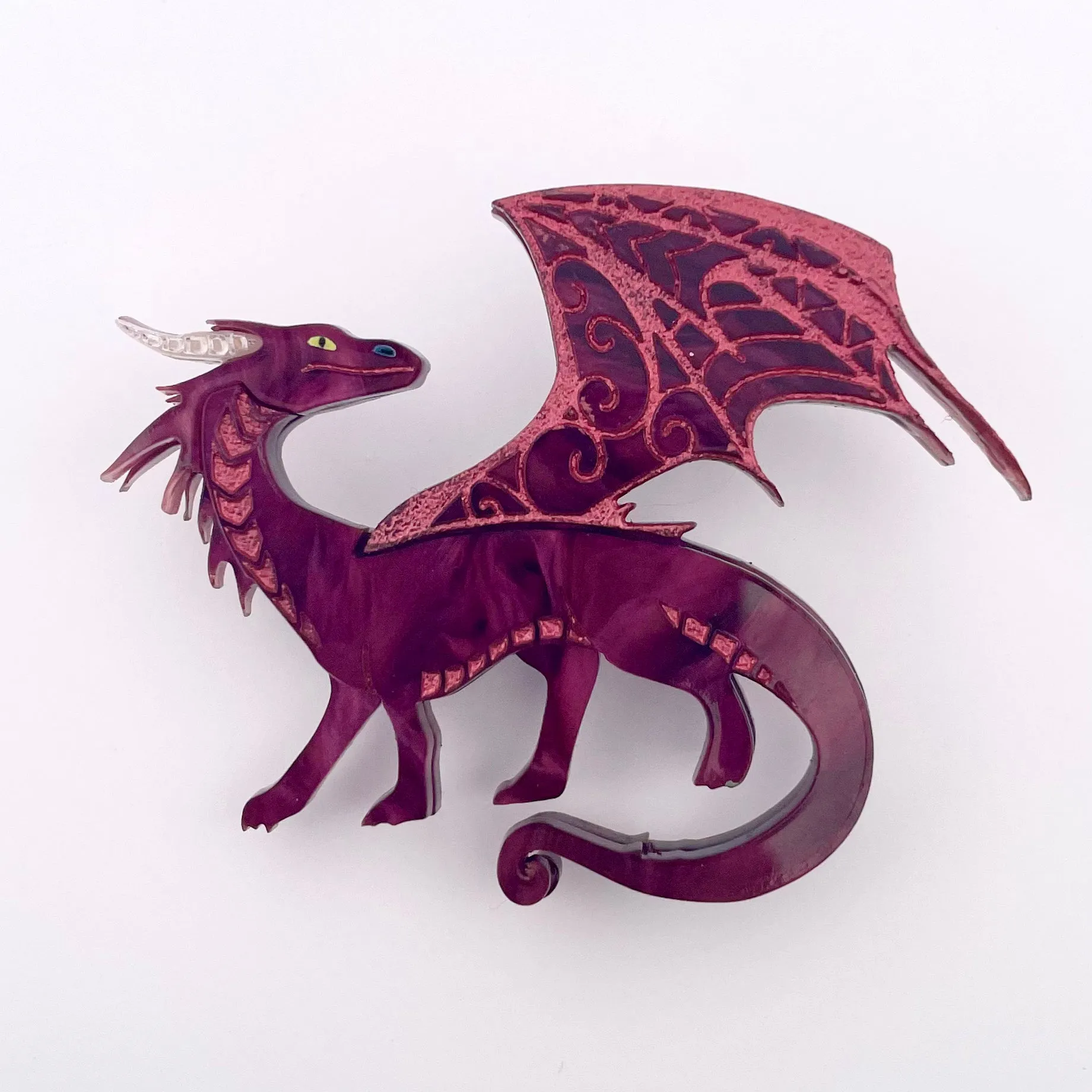 Maroon Dragon - Brooch