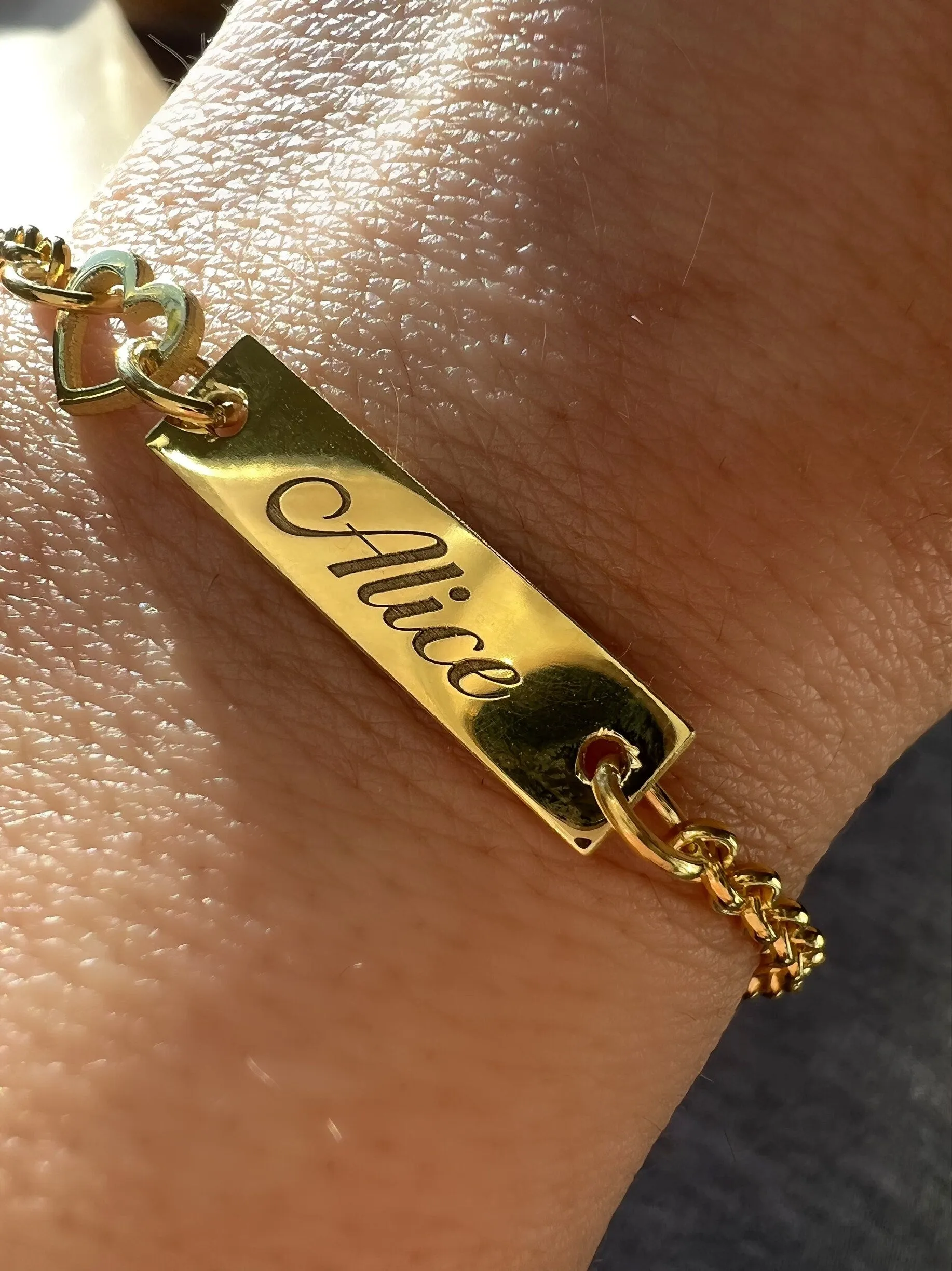 Name Plate Bracelet | Handwriting Bracelet | Id Bracelet | Dainty Name Bracelet | Couples Bracelet | Medical Bracelet | Gold Bar Bracelet