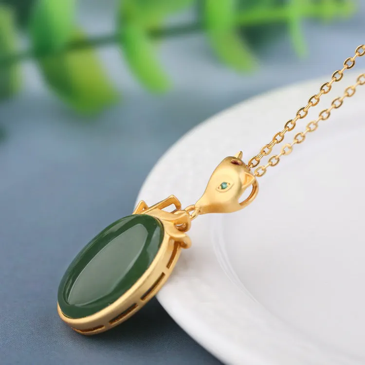 Natural Jade Pendant Nephrite Silver Pendant ZPT245