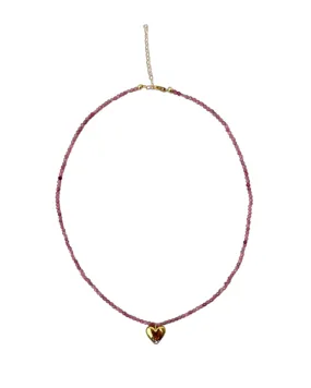 Pink Crystal Heart Necklace