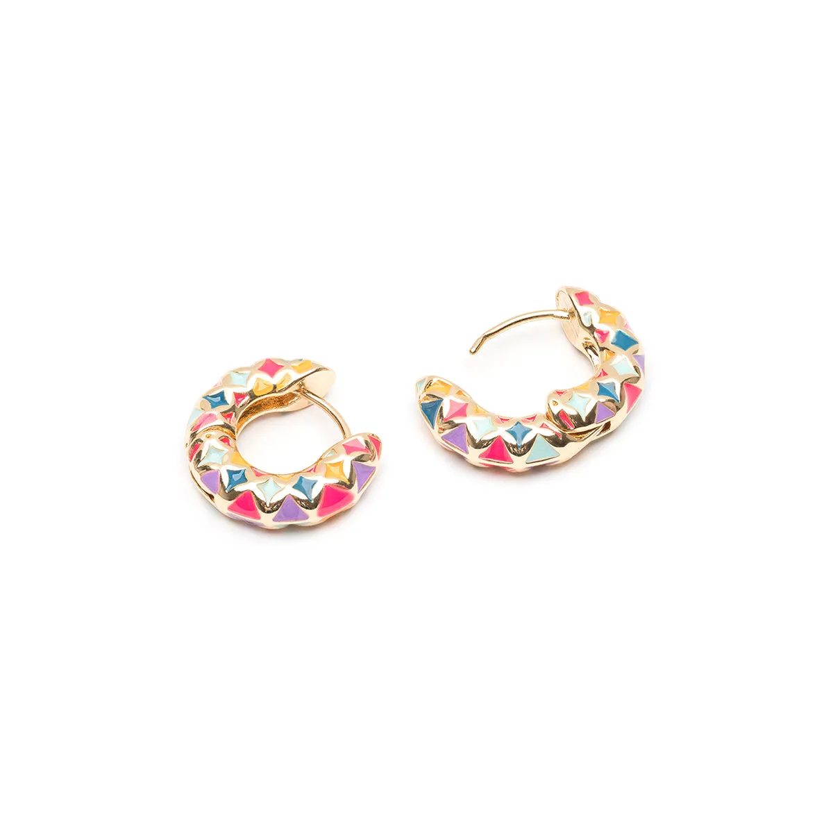 Rainbow Enamel Huggie Hoops