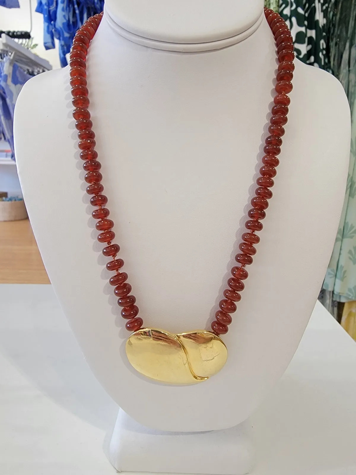 Red Lotus Pendant Necklace