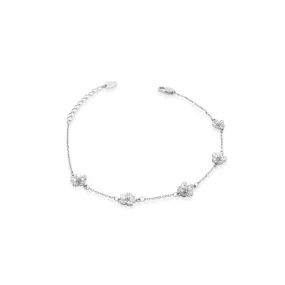Rhodium Flower Cubic Zirconia Bracelet