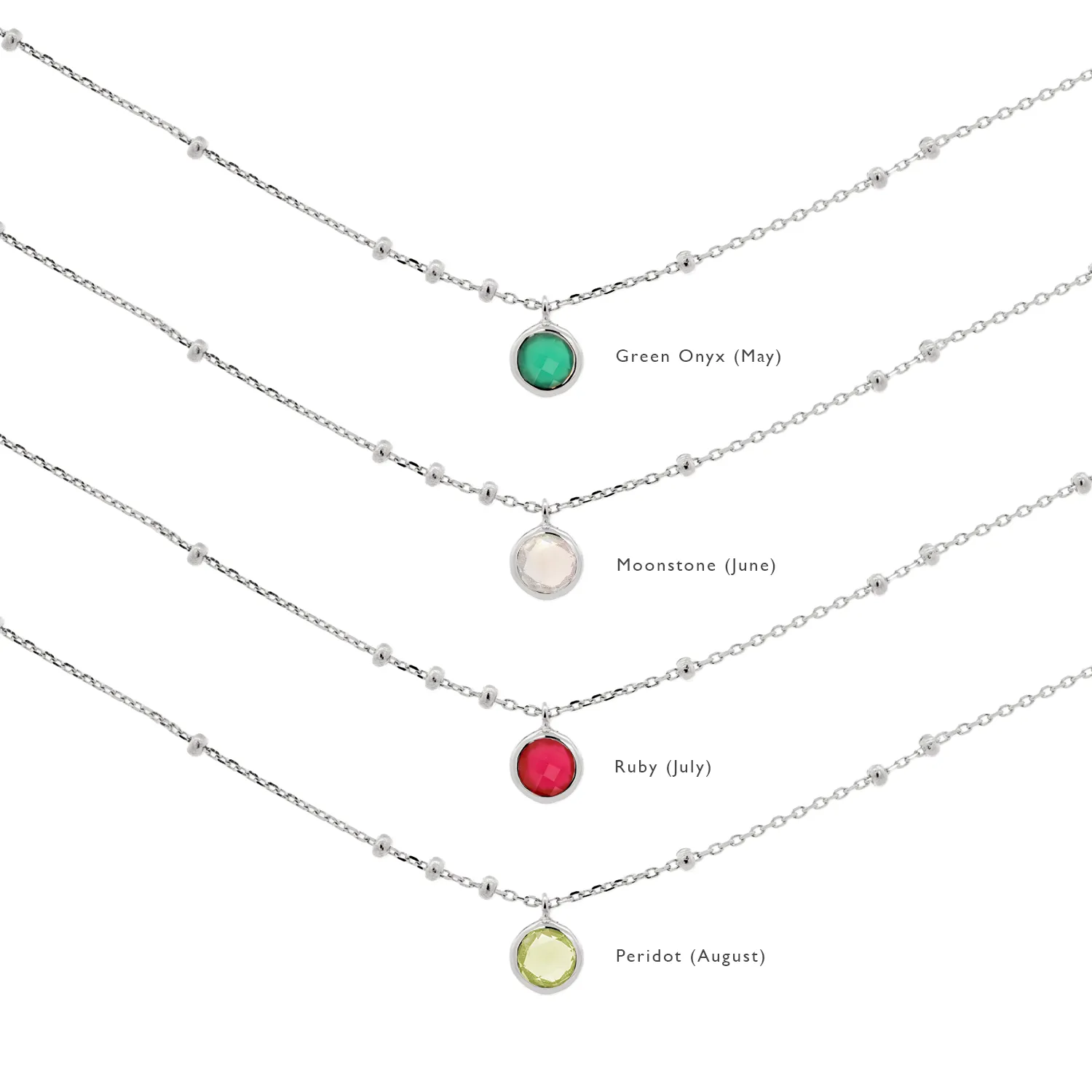Silver Birthstone Necklace