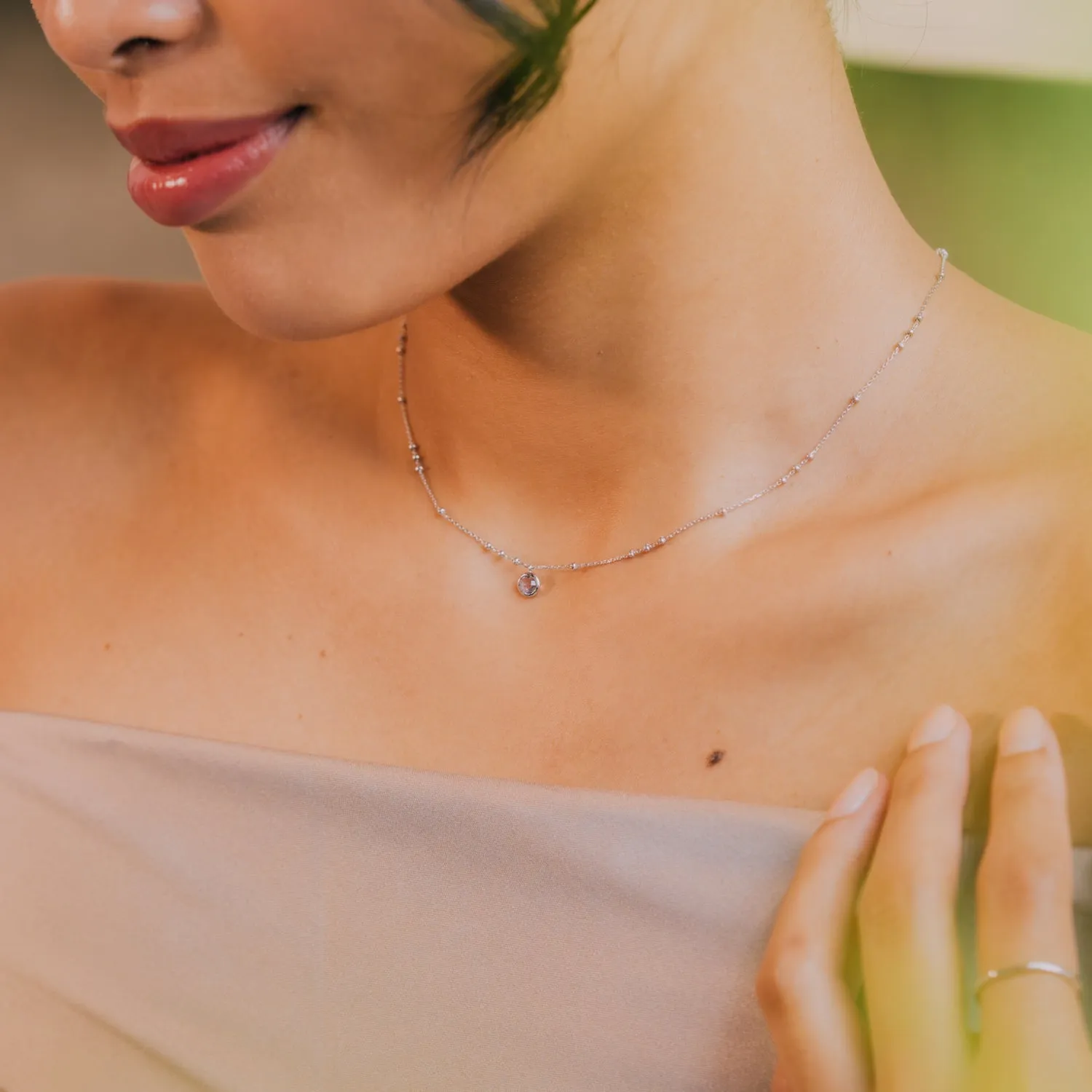 Silver Birthstone Necklace