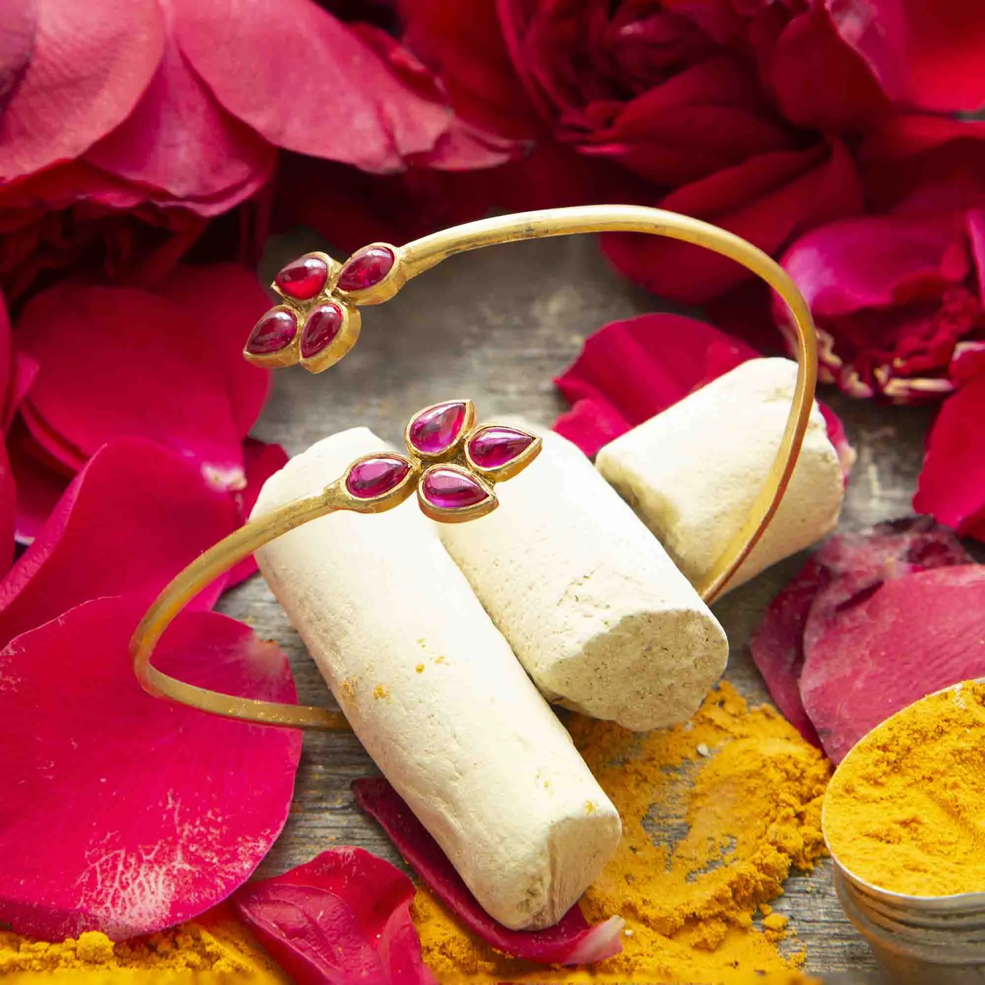 Silver Gold Plated Red Pota Bangle